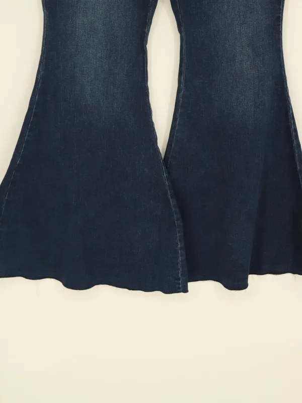 We The Free Free People CRVY Lace-Up Flare Jeans 33 Dark Wash High Rise Boho - Image 5