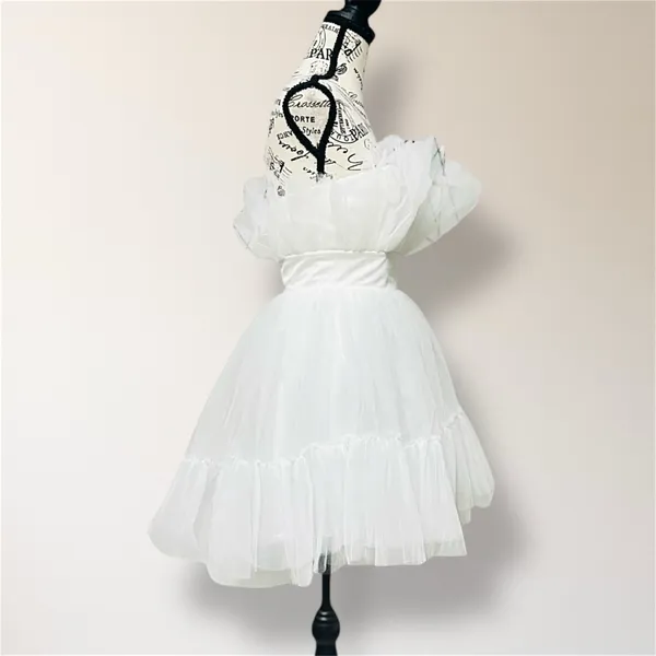 Katie May Elle‎ XS Ivory Tulle Strapless Mini Dress Ruffle Bridal Wedding Guest - Image 3