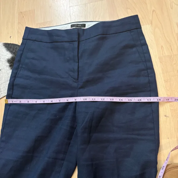 J CREW Hayden Kickout Crop Pant In Stretch Linen Navy Blue‎ Sie 8P - Image 9