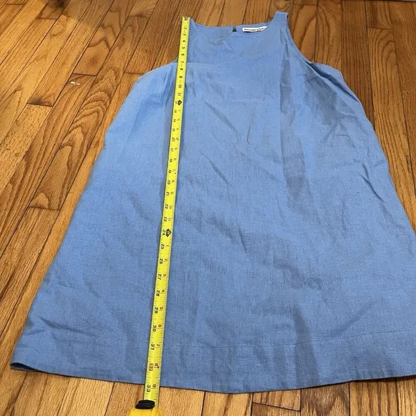 Abercrombie Light Blue High-Neck Linen-Blend Mini Dress Size Small - Image 10