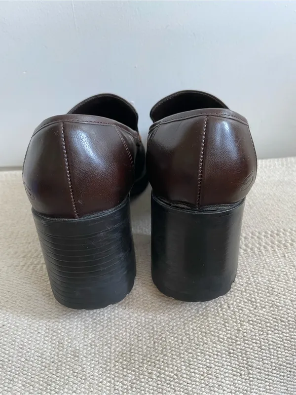 VTG Y2K Somethin Else By Skechers Chunky Brown Loafers Librarian Academia - Image 4