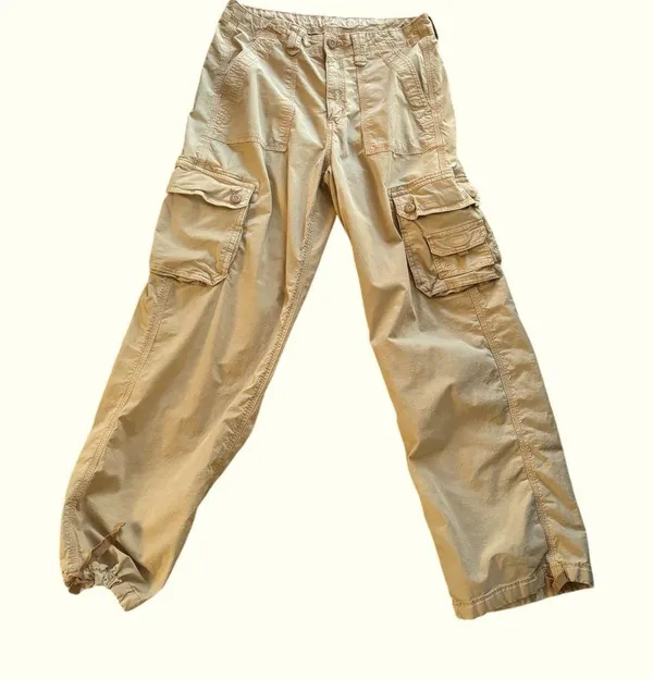 American Eagle Real Good Parachute Baggy Jogger Sz 8 Cargo Pockets Khaki - Image 2