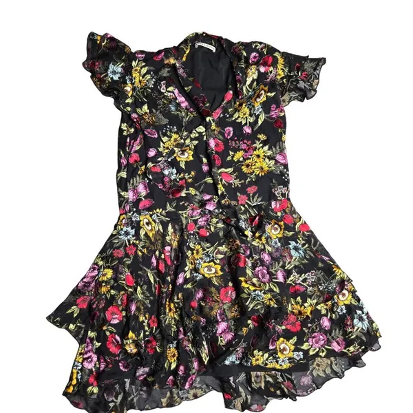 Alice + Olivia Moore Floral Flutter Sleeve‎ Tiered Dress Size: 4 - Image 2