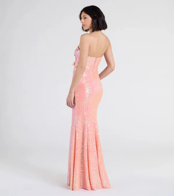 Long Formal Dress Sequin floral Multiple Size XS - Image 5