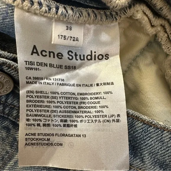 Acne Studios Mid‎ Rise Sequin Straight Leg Jeans Denim Pants Size 38 US 10 Blue - Image 11