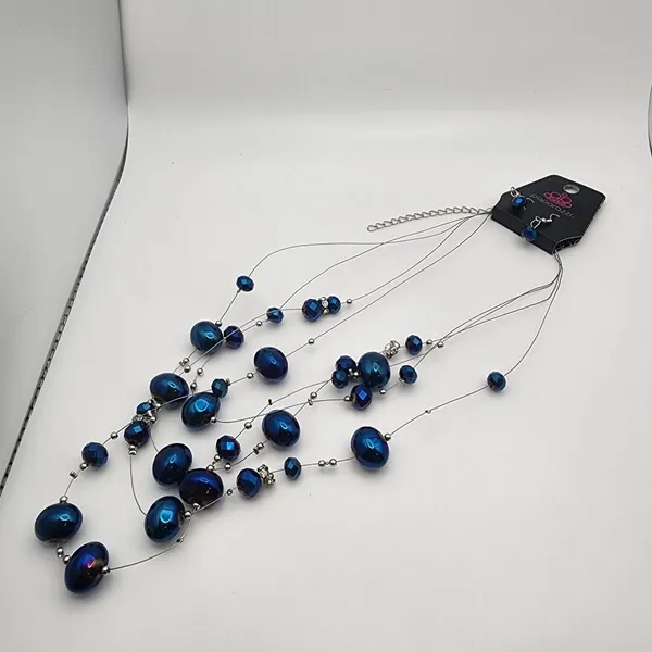 NWT Paparazzi Blue Cosmic Real Estate Necklace & Earrings Set - Image 2