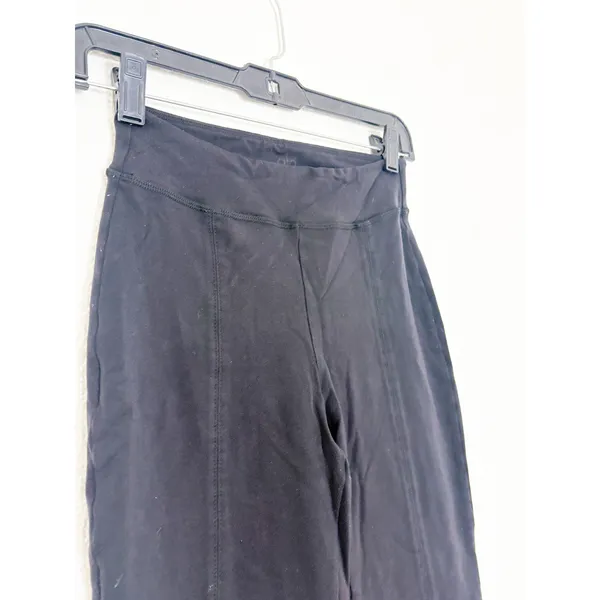 Alo Airbrush High-Waist Flutter Cropped Leggings Size XS Black Split Flare Hem - Image 6