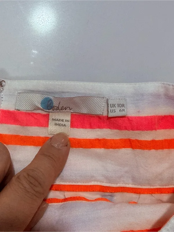 Boden Cathy Midi Skirt Multicolor Stripes Lined Size 6 White - Image 10