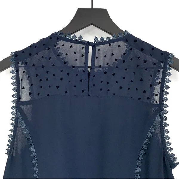 MODCLOTH Heart Tank Blouse Navy Blue L - Image 8