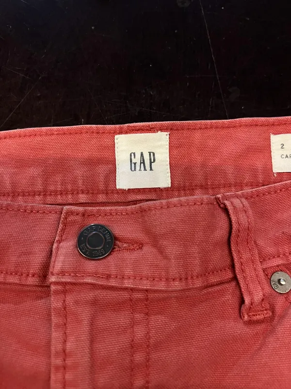 Gap Pants Womens 2 Orange Carpenter Denim Straight Leg Workwear Stretch - Image 10