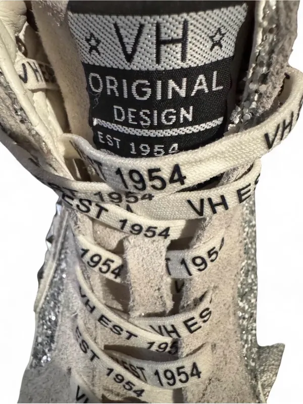 Vintage Havana Silver Glitter High-Top Sneakers with Cream Suede - Image 5
