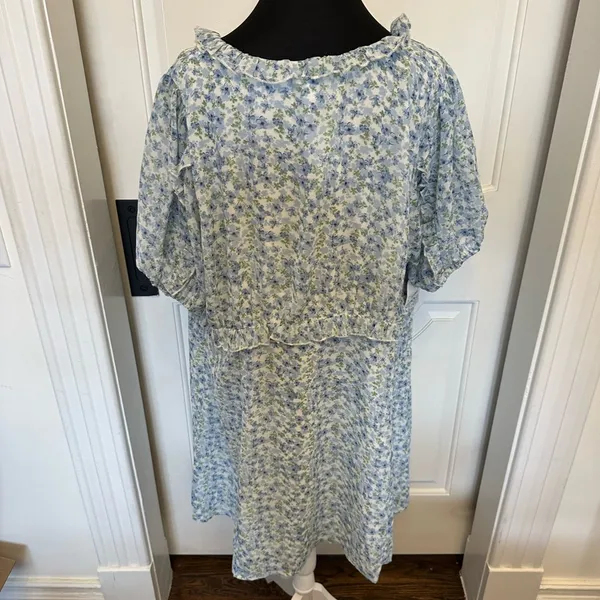Arula B Short Sleeve Floral Blue Dress Bohemian Flowy Plus Size Altar’d State - Image 9
