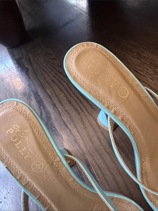 Oh Polly Mint Blue Strappy Square-Toe Heels - Image 3