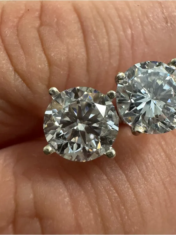 14K White Gold Lab Grown Diamond Stud Earrings - Image 4