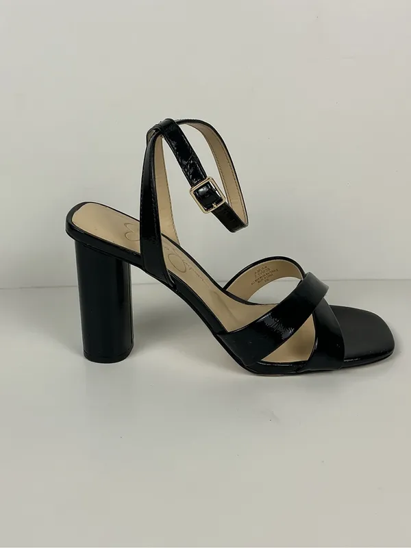Jessica Simpson Black Patent Strappy Block Heel Sandals 4 inch - Image 5