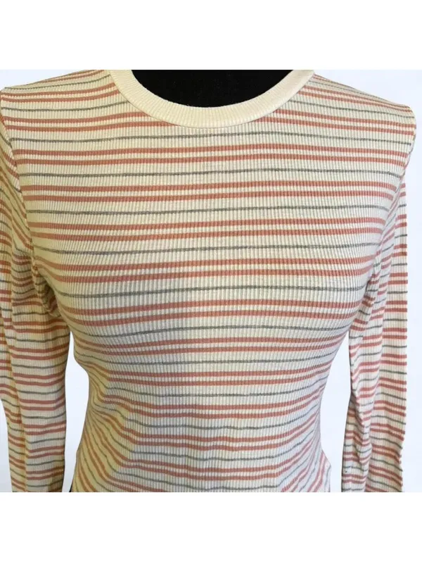 Charlotte Russe Vintage Y2K striped long sleeve baby tee fairycore coquette top Size Small 💗 - Image 2