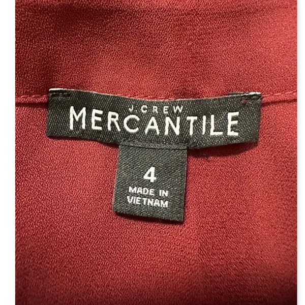 J. Crew Mercantile | Size 4 | Burgundy Red Top with Ruffle Bell Tie Sleeves - Image 5