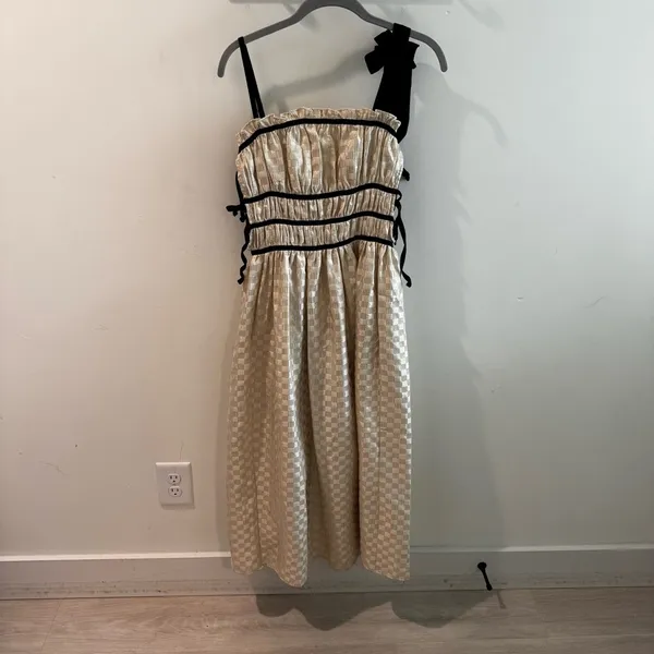 NWT Sofie the Label Claire Dress Gold Jacquard Velvet Straps Size‎ Small - Image 10