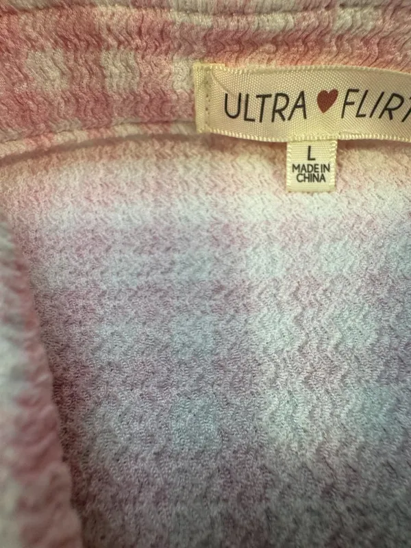 Ultra Flirt Two Piece Set Juniors Size L Plaid Pink Short Sleeve Button Down NWT - Image 5