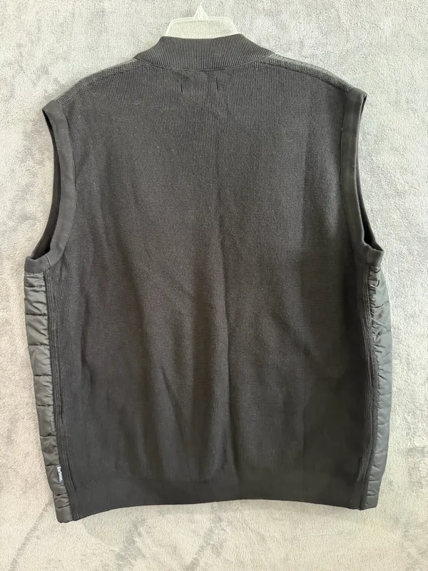 Barbour International Men’s XXL Black Quilted Knit Vest Snap Front - Image 7