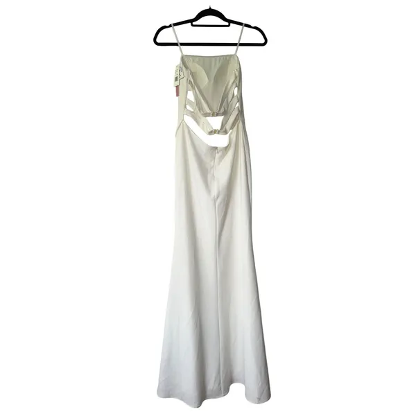 AQUA Formal Womens White Strappy Back Gown Square Neck Maxi Dress 6‎ - Image 2