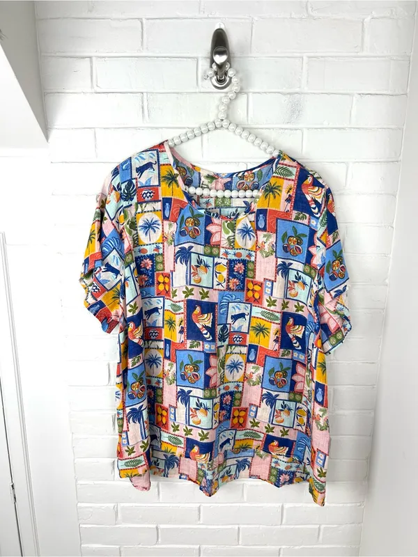 C&C California Beach Tropical Print Top Plus Size - Image 2