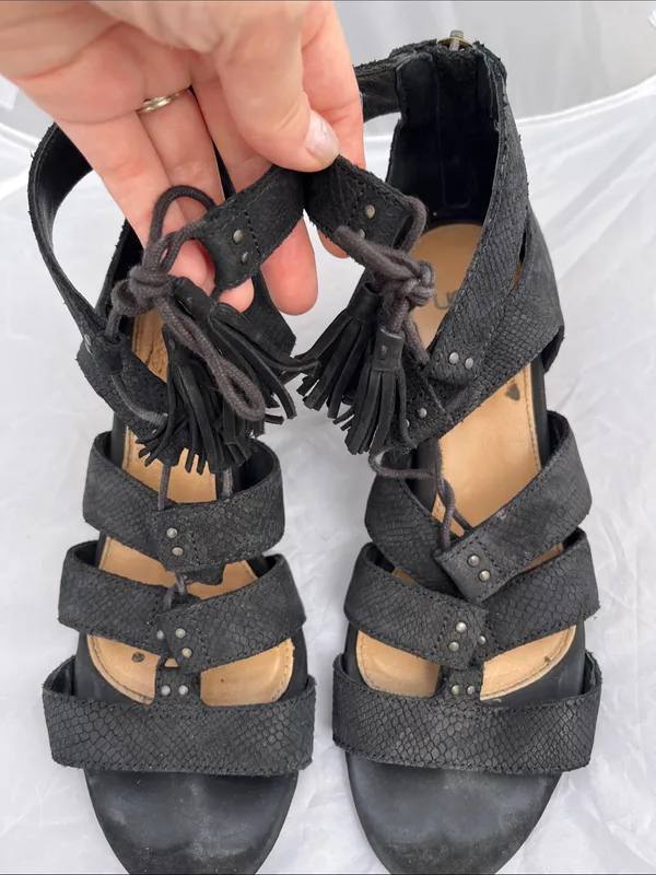 UGG Yasmin Snake Embossed Leather Wedge Sandals - Size 8.5 - Image 7