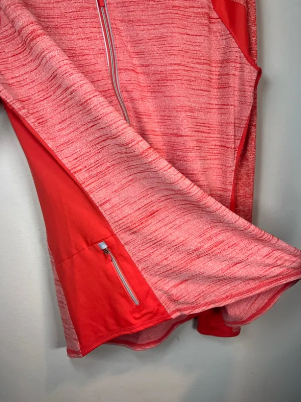 Athleta Running Wild 1/2 Zip Pullover Shirt Red Performance Pocket Reflective Lg - Image 7