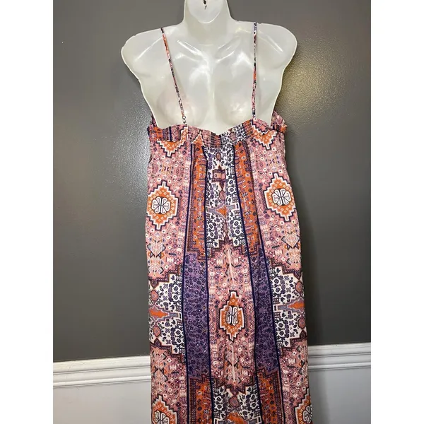 Lucky Brand Dress Womens Medium Multicolor Geometric Trapeze Midi Sundress - Image 6
