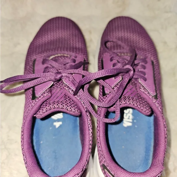 K•Swiss‎ Purple and White Athletic Sneakers with Knit Mesh Upper​ - Image 7