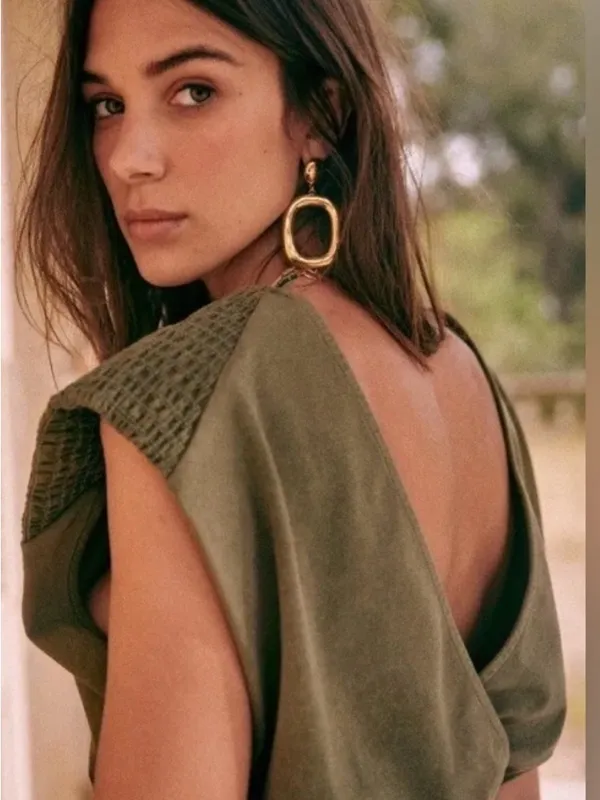 Sézane Ellen Dress in Vert Fade out - Image 2