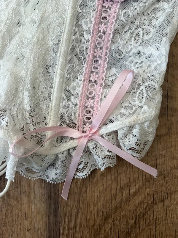 Edikted lace corset top with pink bows - Image 5