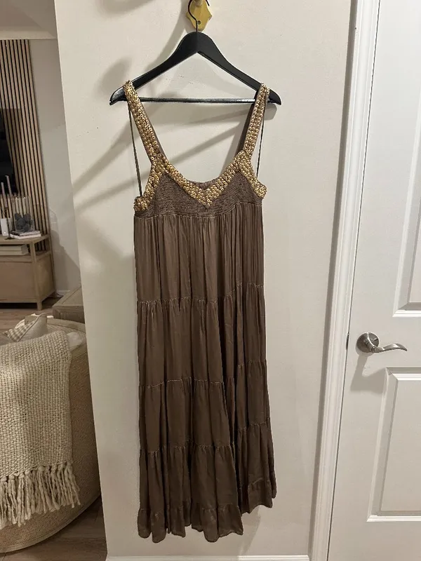 FREE PEOPLE Isadora Midi Dress in Green Size Small - Image 3