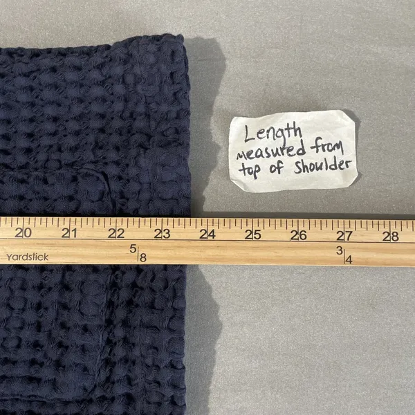 Mod O Doc Jacket Size Large Navy Textured Waffle Lagenlook Boxy Artsy Cotton Top - Image 9
