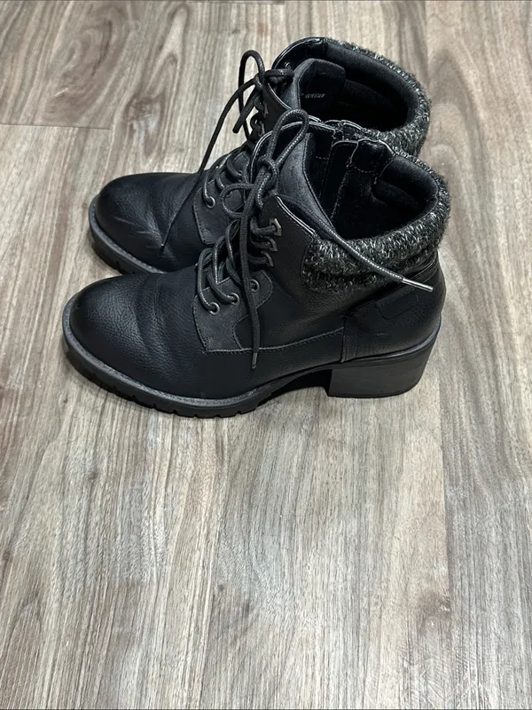 torrid Black Lace-Up Heeled Combat Boots - Image 5