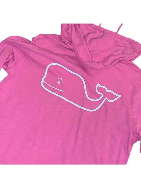 Vineyard Vines LIGHTWEIGHT Shirt Women's Pink Hoodie Tee Top Whale Sz M Coastal - Image 2