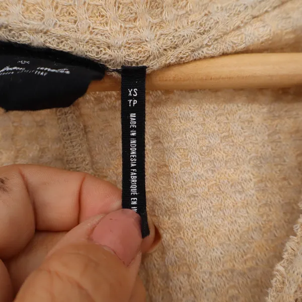 Out From Under Urban Outfitters Waffle Knit Cardigan Beige XS Oversized Thermal - Image 3