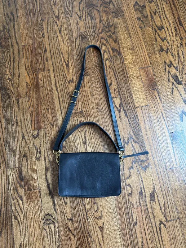 Madewell The Flap Convertible Crossbody Bag Black Leather Minimalist Travel - Image 3