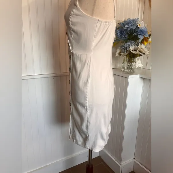 White Button Accent Dress - Image 2