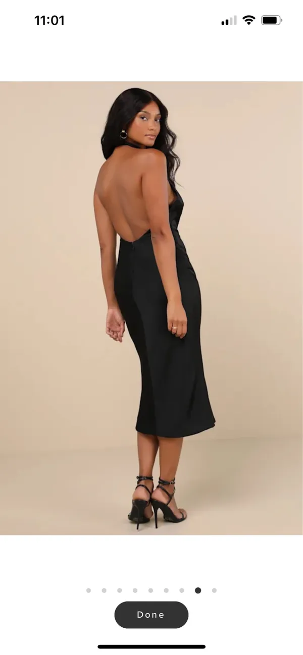 Lulus Midi Dress Black Satin - Image 9
