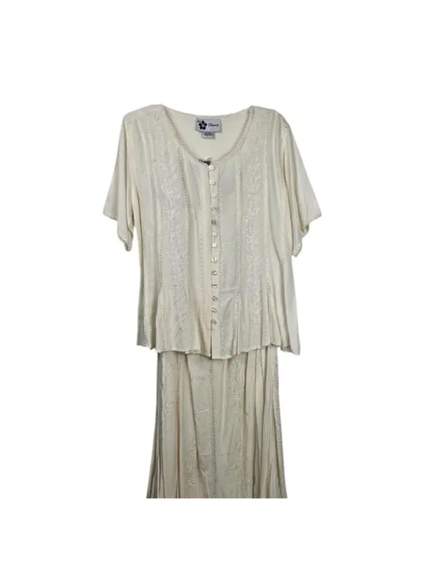 Women's Cream and Tan Dress - Image 2