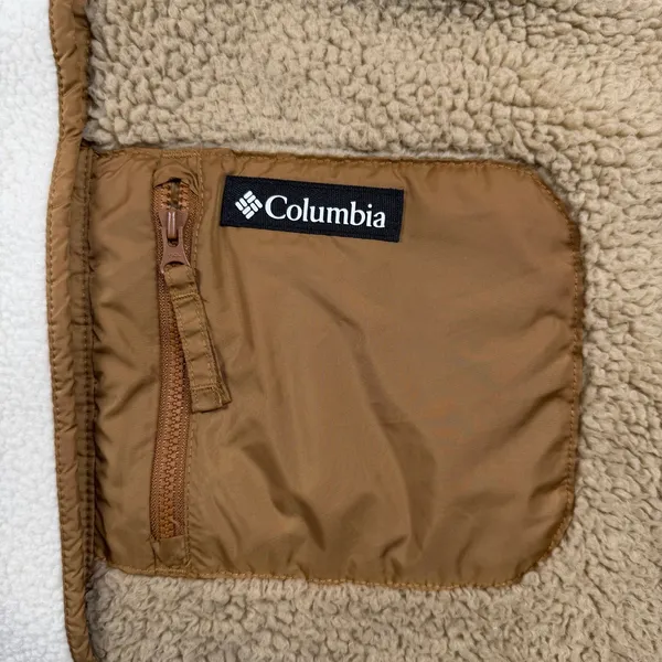 Columbia Helvetia Half Snap Fleece Pullover Women’s XL Cream Tan Sherpa Jacket - Image 2