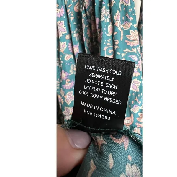 Anthropologie Current Air Tiered Green and Pink Floral Mini Dress Sz. S - Image 12