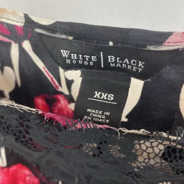 White House | Black Market Silk Blend Floral Print Lace Trim Sleeveless Camisole Tank Top XXS - Image 5