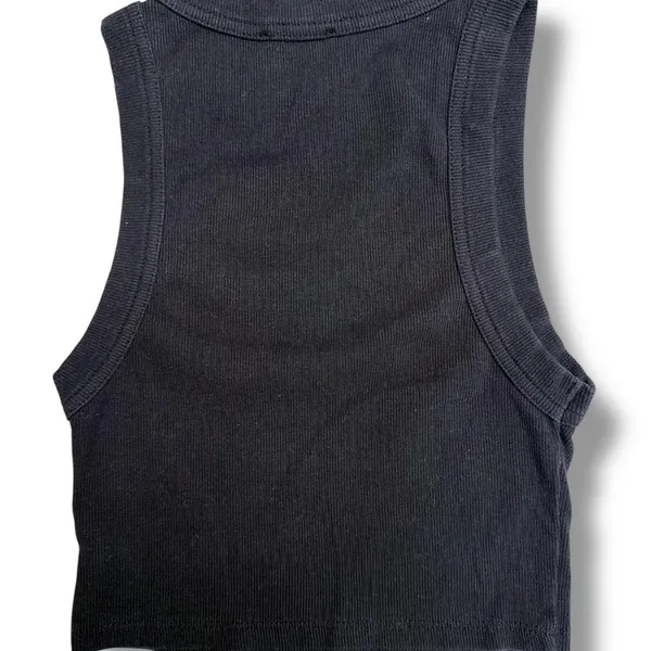 Princess Polly Black Ribbed Crop Tank Top Sleeveless Crew Neck‎ Size 2 Small - Image 2