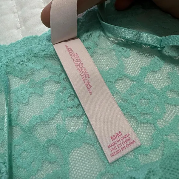 Victoria’s Secret Lace Sheer Lingerie Slip Dress Sz M Medium Teal Green - Image 10