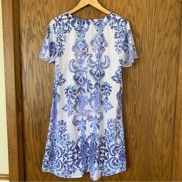 show me your mumu dress For Stitch Fix Medium‎ Blue Shift Dress CP0626 - Image 3