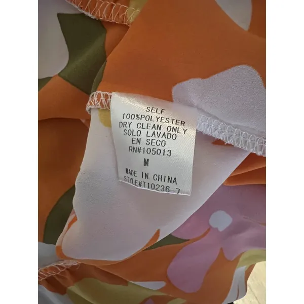 Wm‎ Med Orange Floral Babydoll Flutter Sleeve Cottage Spring Feminine Summer - Image 5