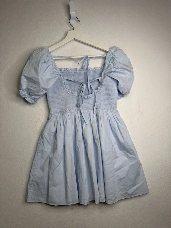 Aritzia’s Sunday Best Tessa Poplin Puff Sleeve Smocked Square Neck Mini Dress - Image 6