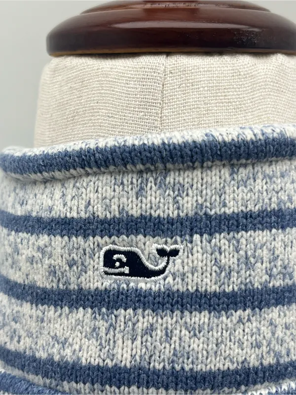 Vineyard Vines Womens Blue White Striped Full Zip Mock Neck Fleece Vest Medium - Image 5